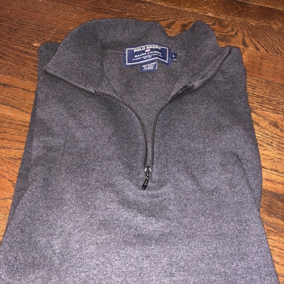 Polo sport quarter zip grey zipper long sleeve sweater size L - Picture 2 of 4